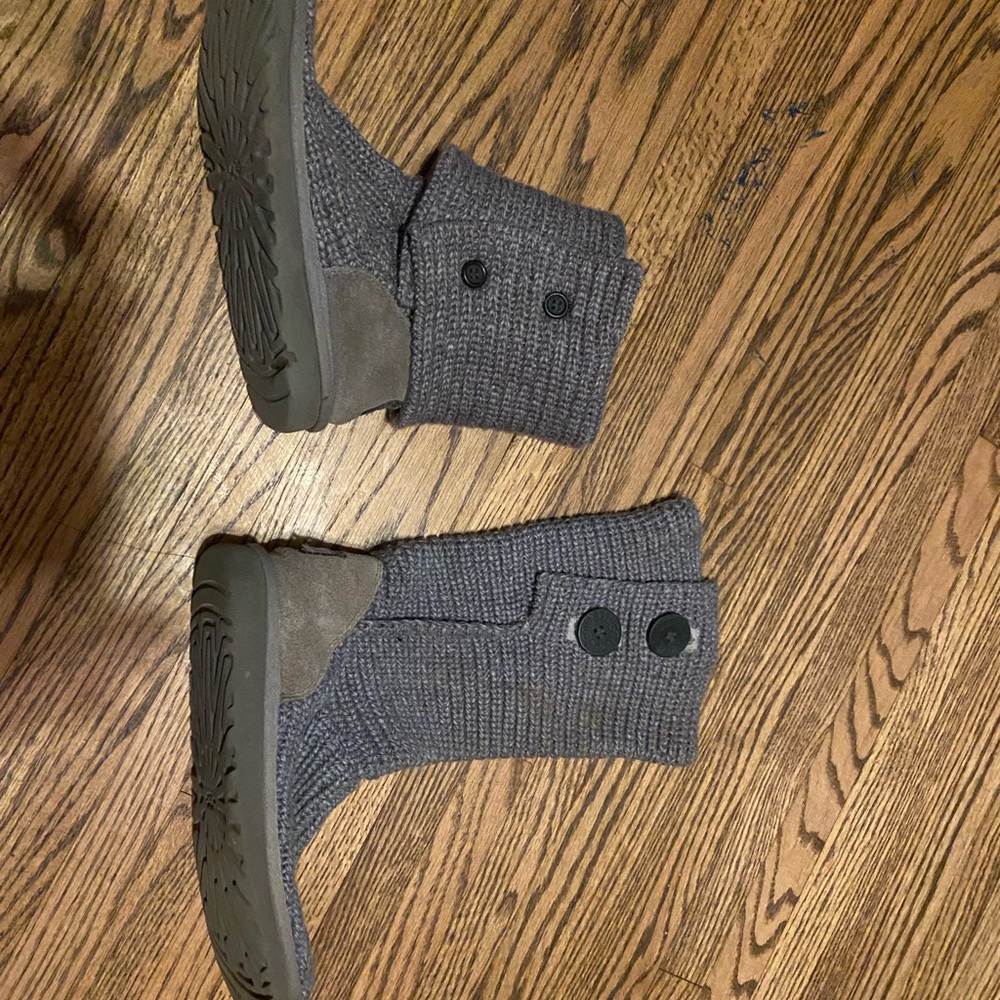 UGG Charcoal Knit Boots with Button Accent